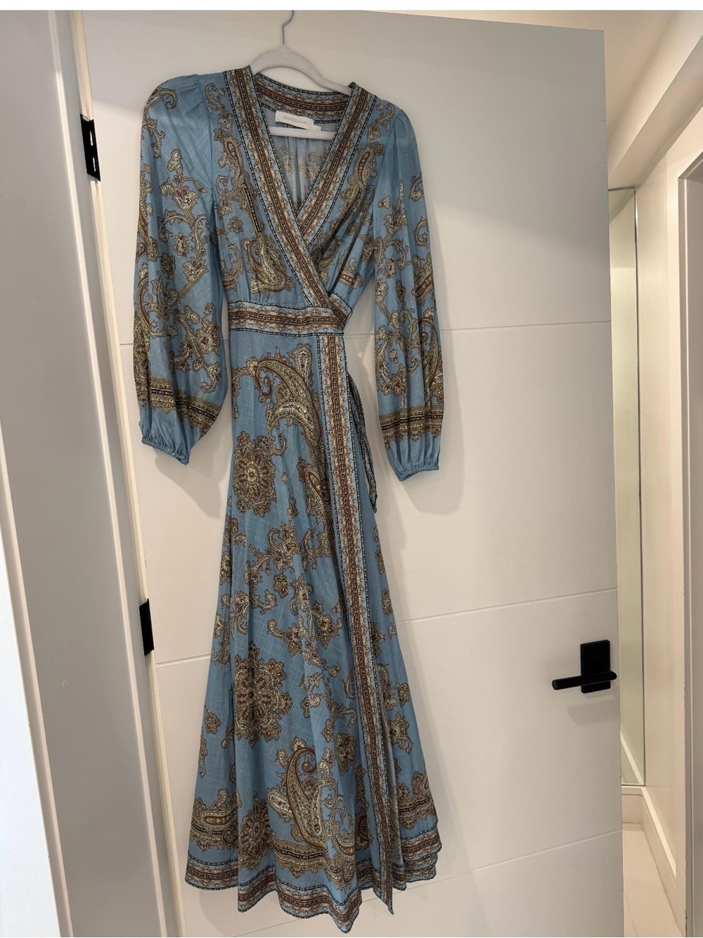 Zimmermann Blue Paisley Wrap Maxi Dress